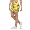 Yellow Sunflower Print Mini Skirt-grizzshop
