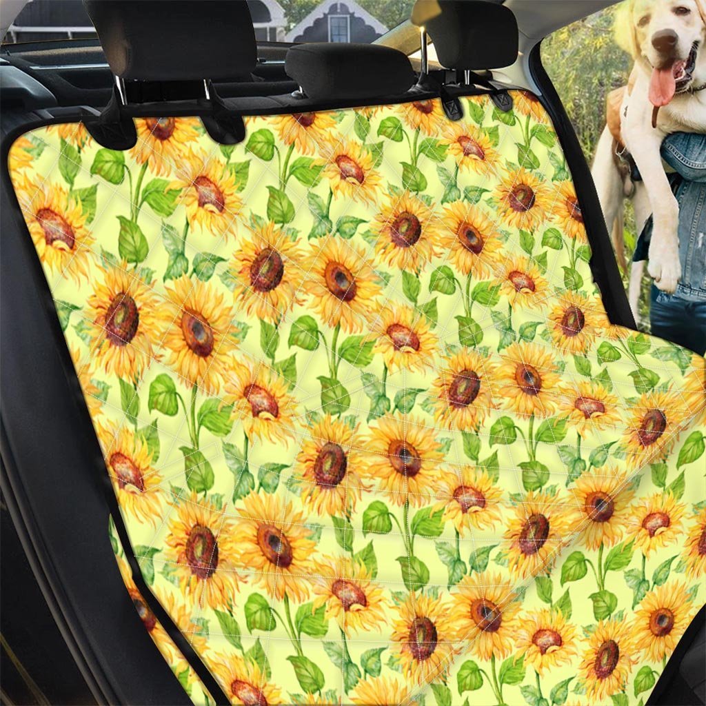 Yellow Sunflower Print Pet Car Seat Cover-grizzshop