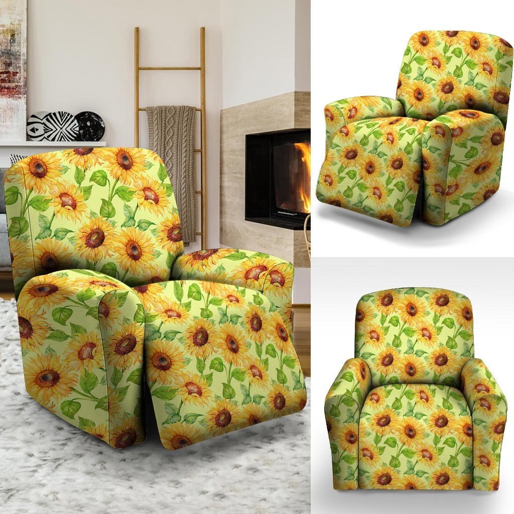 Yellow Sunflower Print Recliner Cover-grizzshop