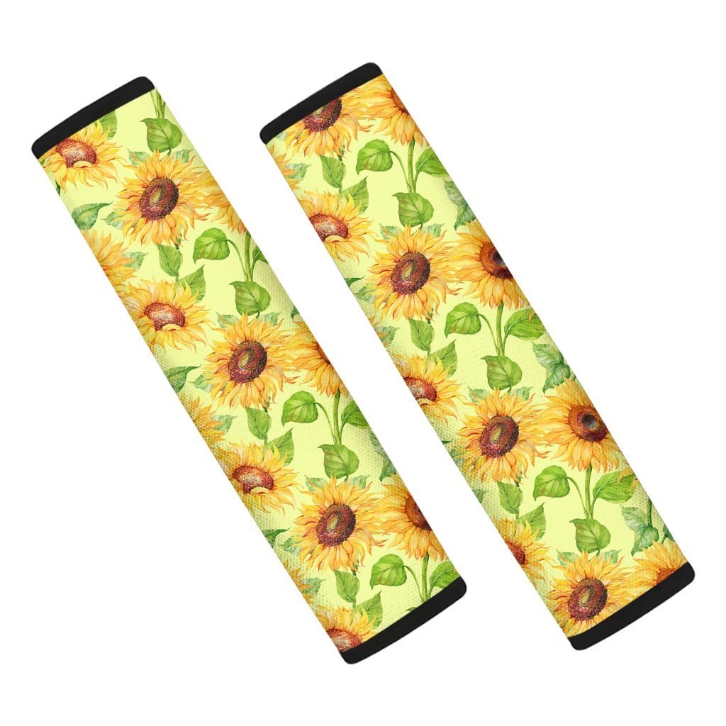 Yellow Sunflower Print Seat Belt Cover-grizzshop