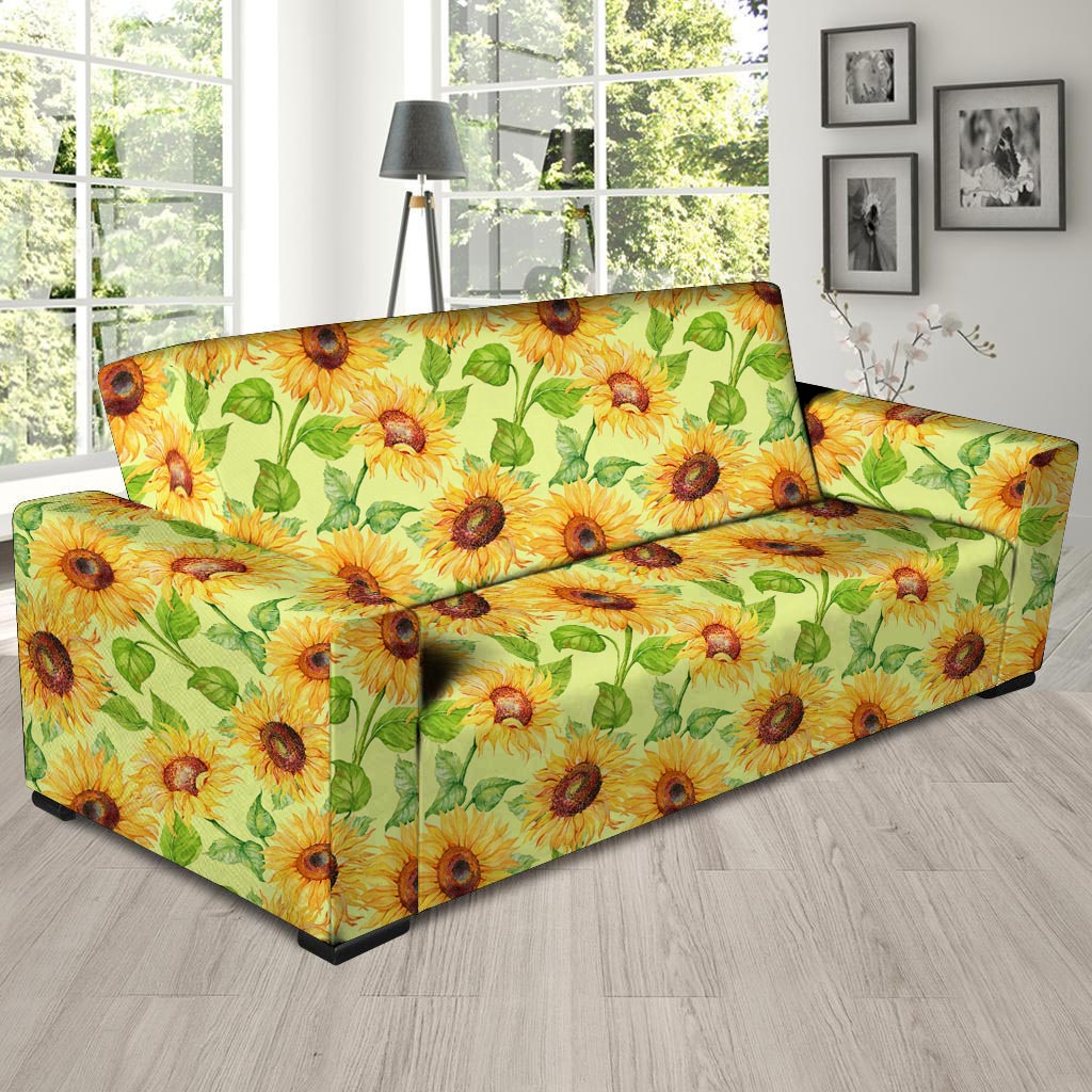 Yellow Sunflower Print Sofa Cover-grizzshop