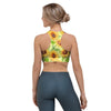 Yellow Sunflower Print Sports Bra-grizzshop