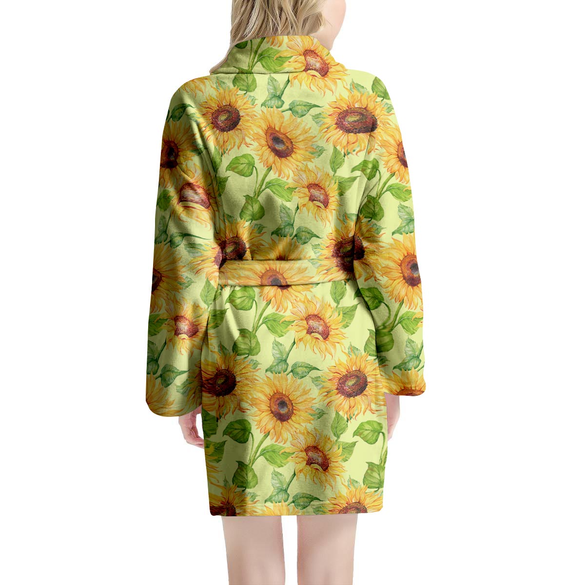 Yellow Sunflower Print Women's Robe-grizzshop