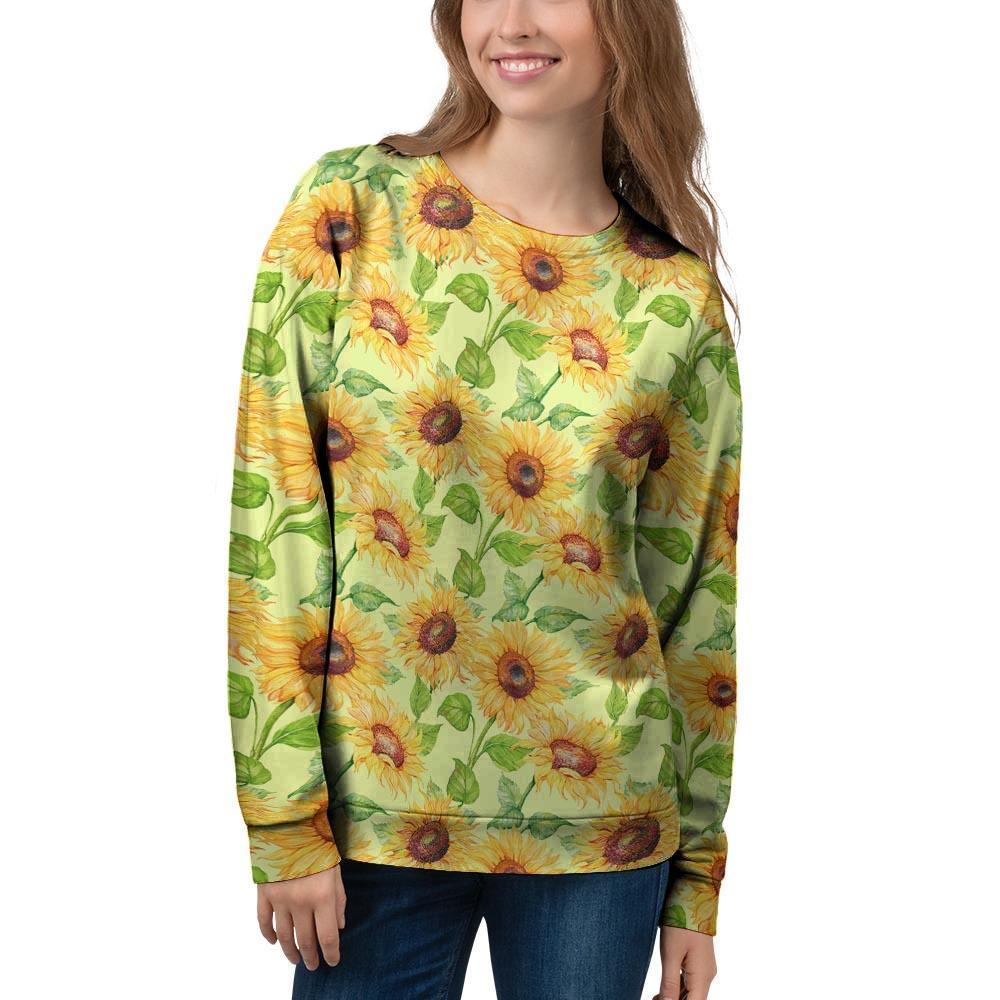 Yellow Sunflower Print Women's Sweatshirt-grizzshop