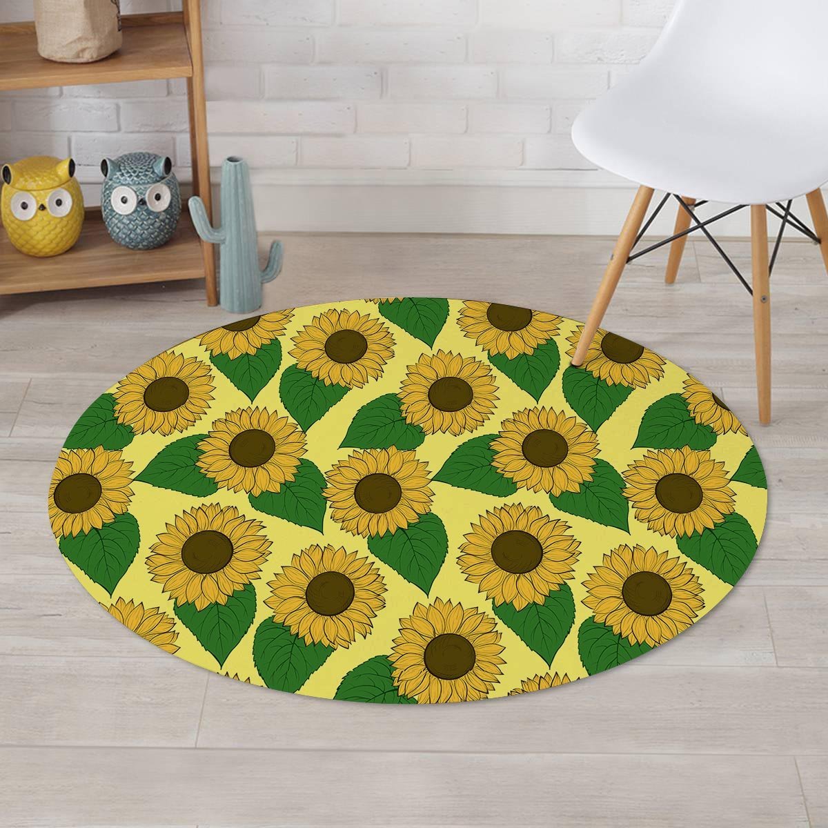 Yellow Sunflower Round Rug-grizzshop