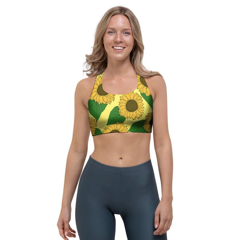 Yellow Sunflower Sports Bra-grizzshop