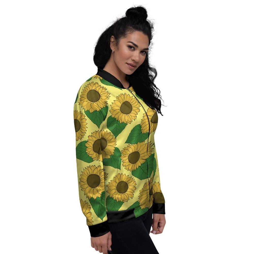 Yellow Sunflower Women's Bomber Jacket-grizzshop