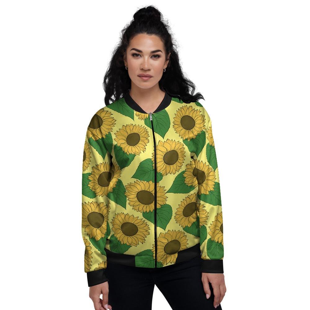 Yellow Sunflower Women's Bomber Jacket-grizzshop