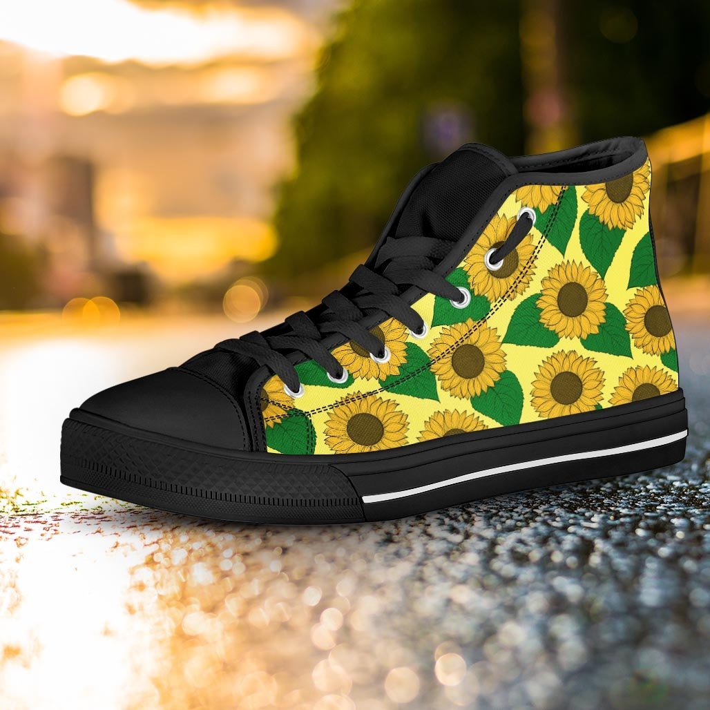 Yellow Sunflower Women's High Top Shoes-grizzshop