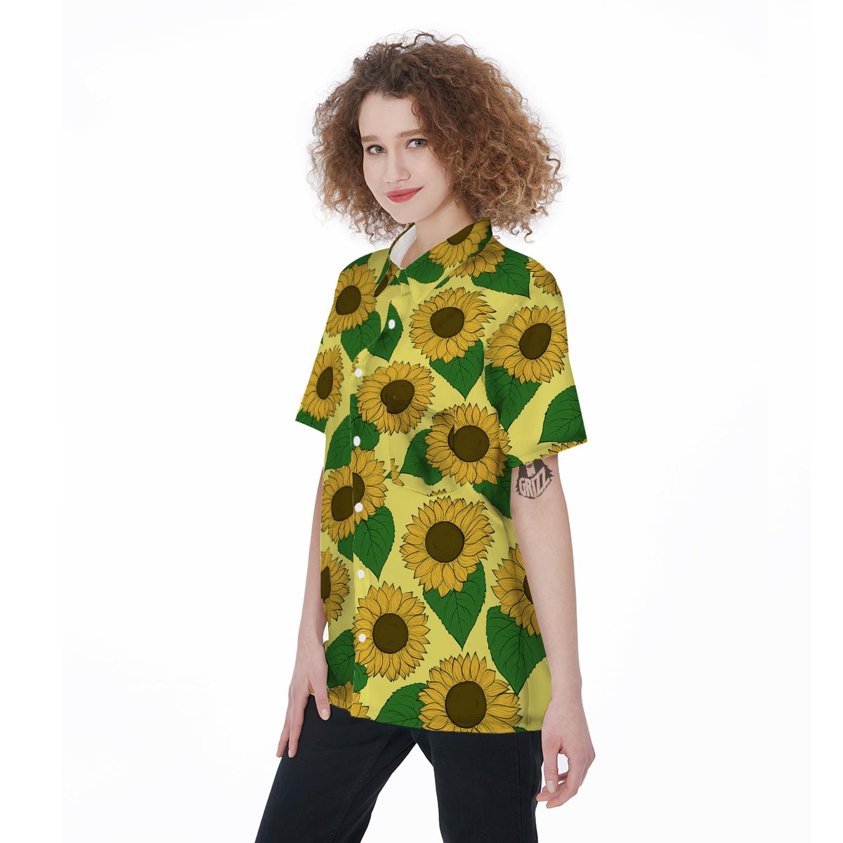 Yellow Sunflower Women's Short Sleeve Shirts-grizzshop