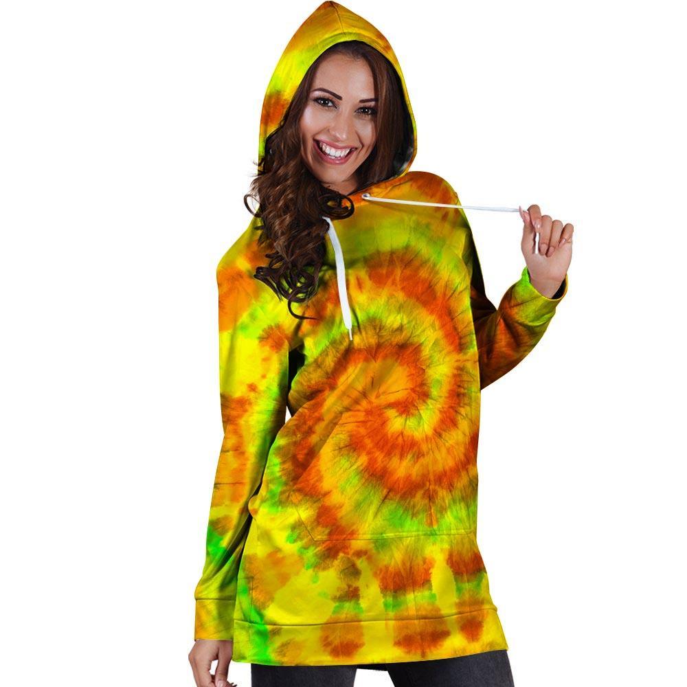 Yellow Tie Dye Hoodie Dress-grizzshop