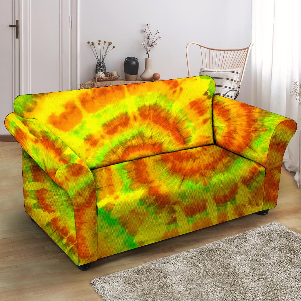 Yellow Tie Dye Loveseat Cover-grizzshop