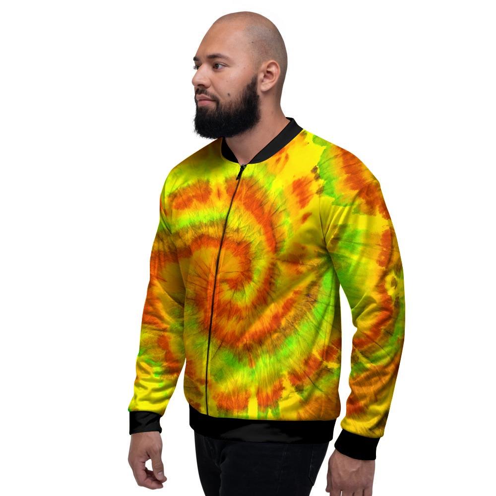 Yellow Tie Dye Men's Bomber Jacket-grizzshop