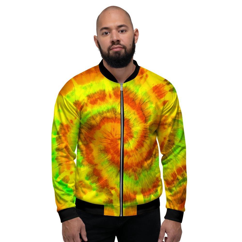 Yellow Tie Dye Men's Bomber Jacket-grizzshop