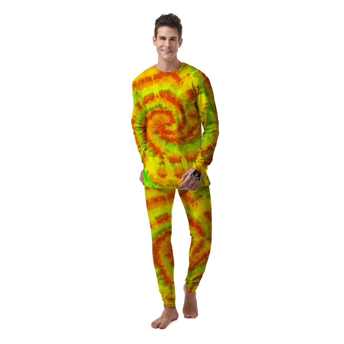 Yellow Tie Dye Men's Pajamas-grizzshop