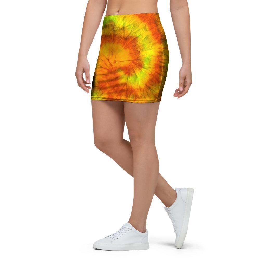 Yellow Tie Dye Mini Skirt-grizzshop