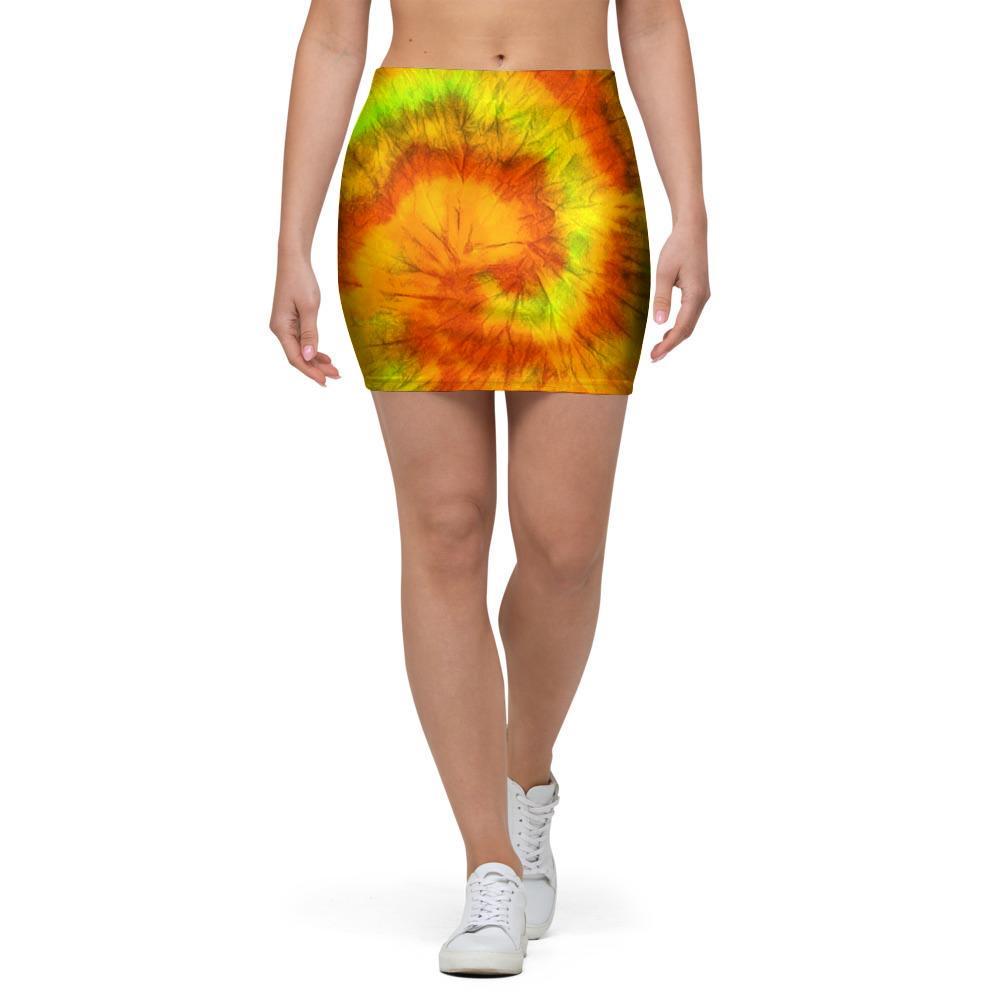 Yellow Tie Dye Mini Skirt-grizzshop