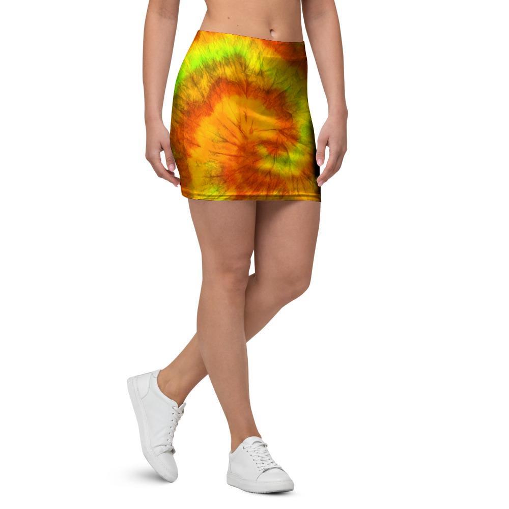 Yellow Tie Dye Mini Skirt-grizzshop