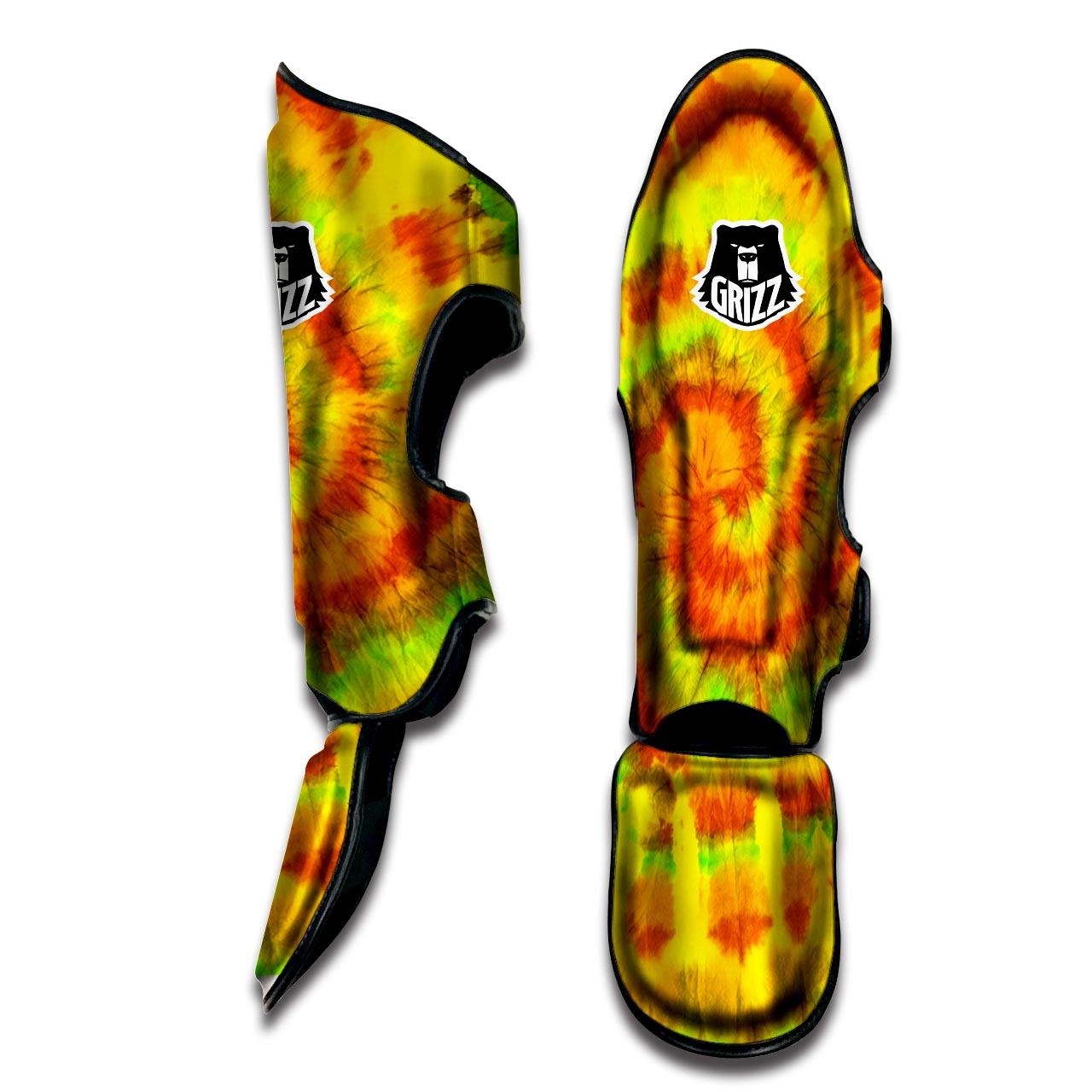 Yellow Tie Dye Muay Thai Shin Guard-grizzshop