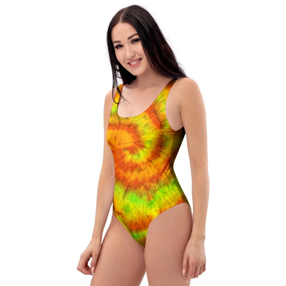 Yellow Tie Dye One Piece Swimsuite-grizzshop