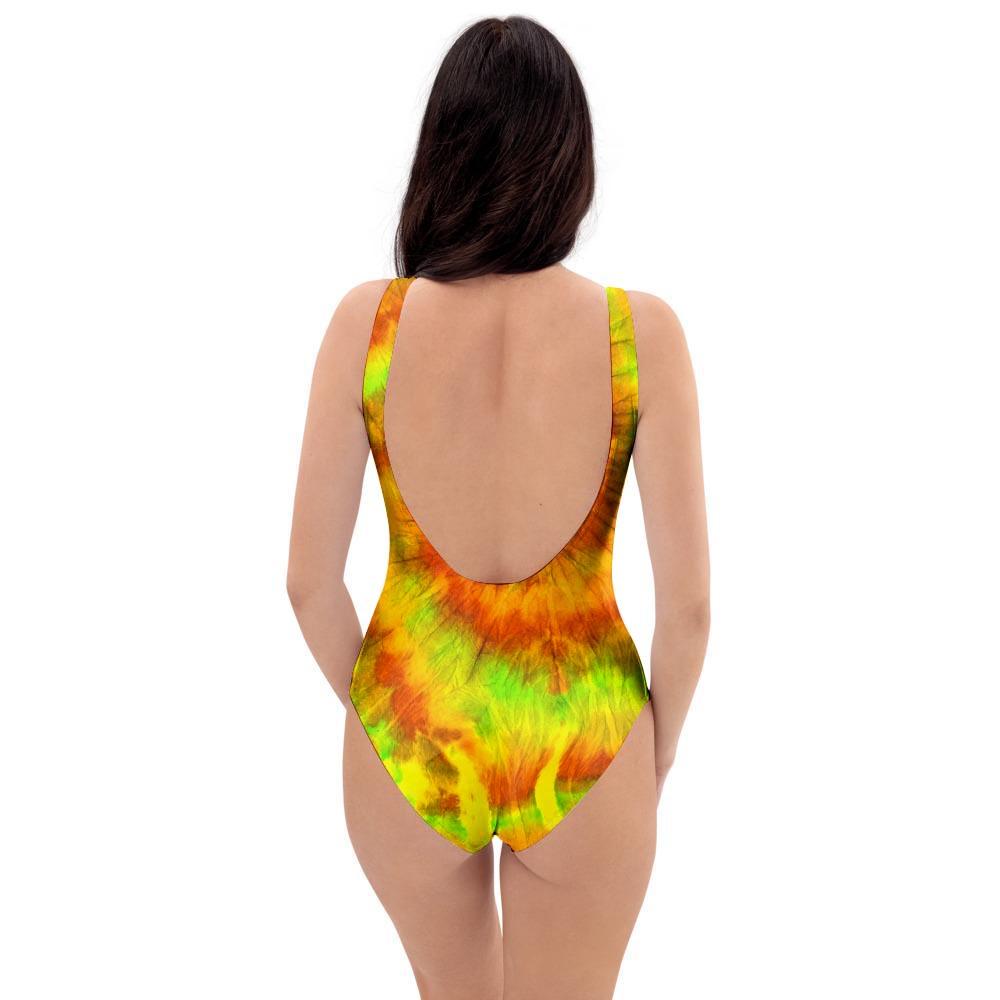 Yellow Tie Dye One Piece Swimsuite-grizzshop