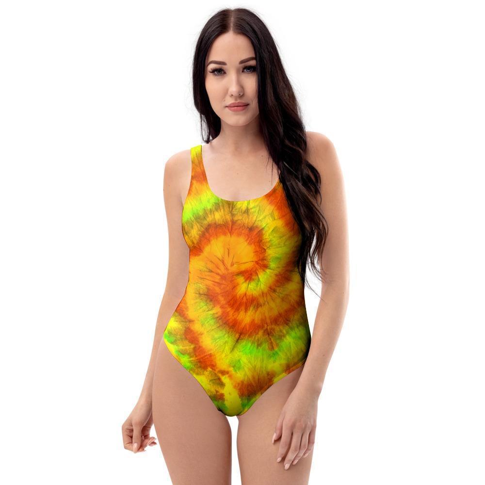 Yellow Tie Dye One Piece Swimsuite-grizzshop