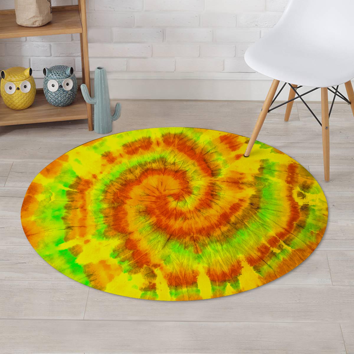 Yellow Tie Dye Round Rug-grizzshop