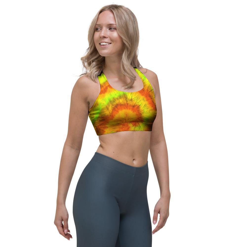 Yellow Tie Dye Sports Bra-grizzshop