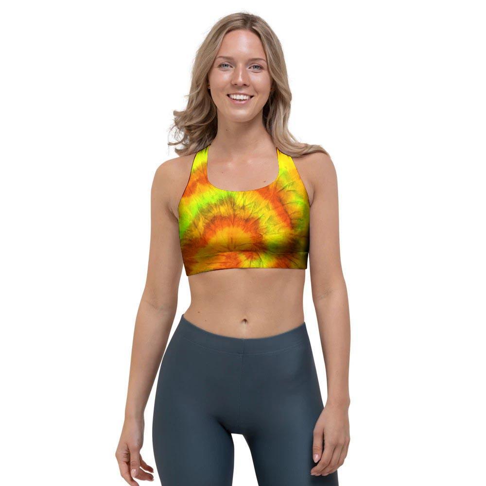 Yellow Tie Dye Sports Bra-grizzshop