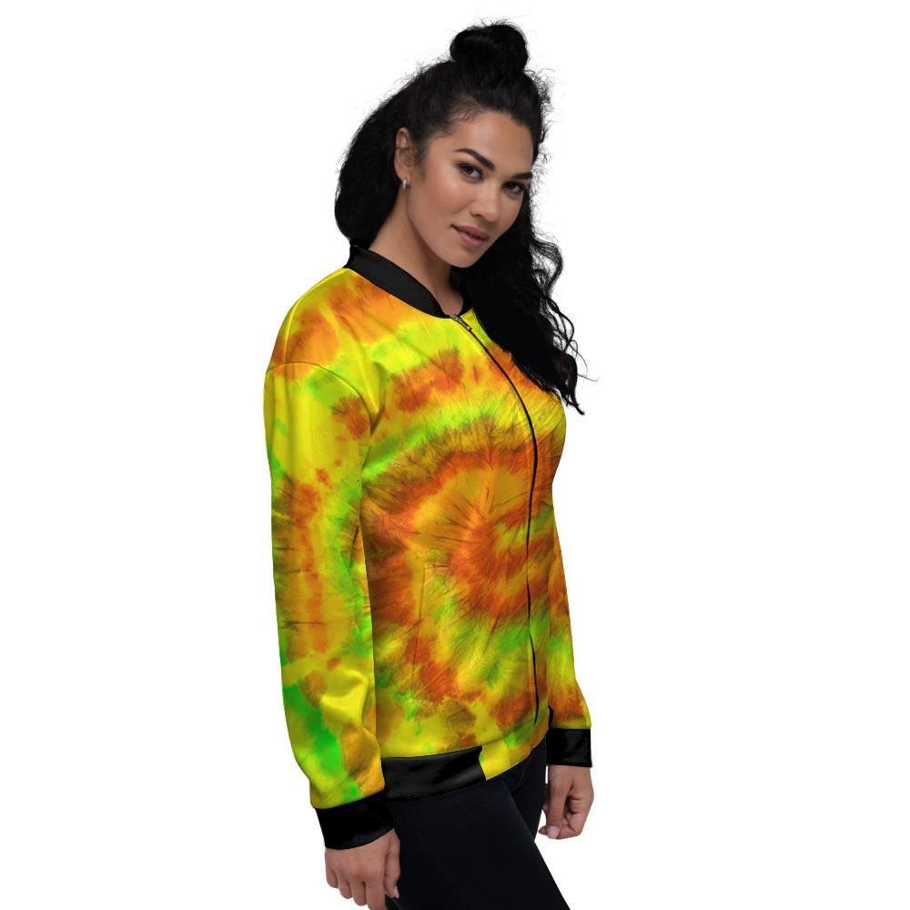 Yellow Tie Dye Women's Bomber Jacket-grizzshop