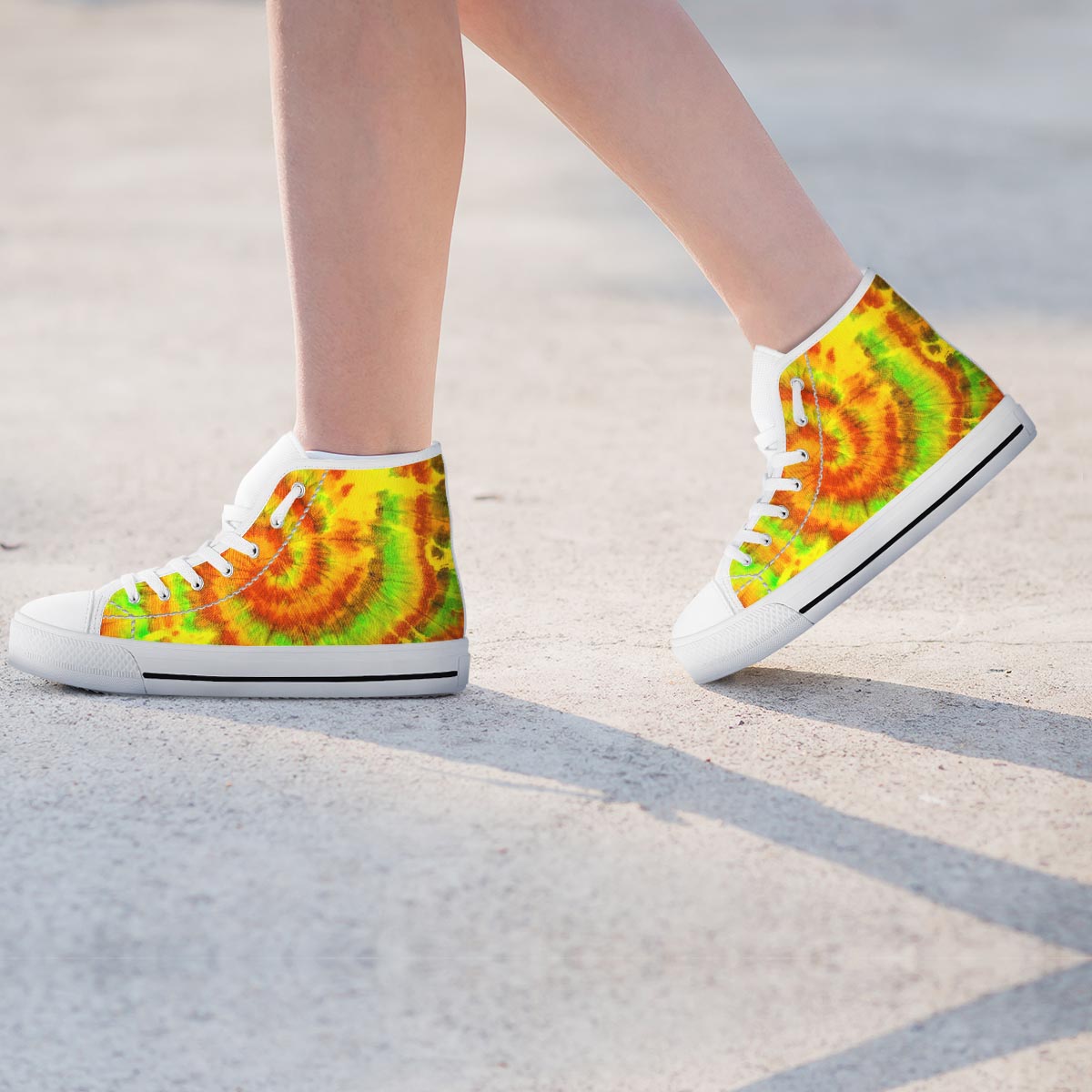 Yellow Tie Dye Women's High Top Shoes-grizzshop