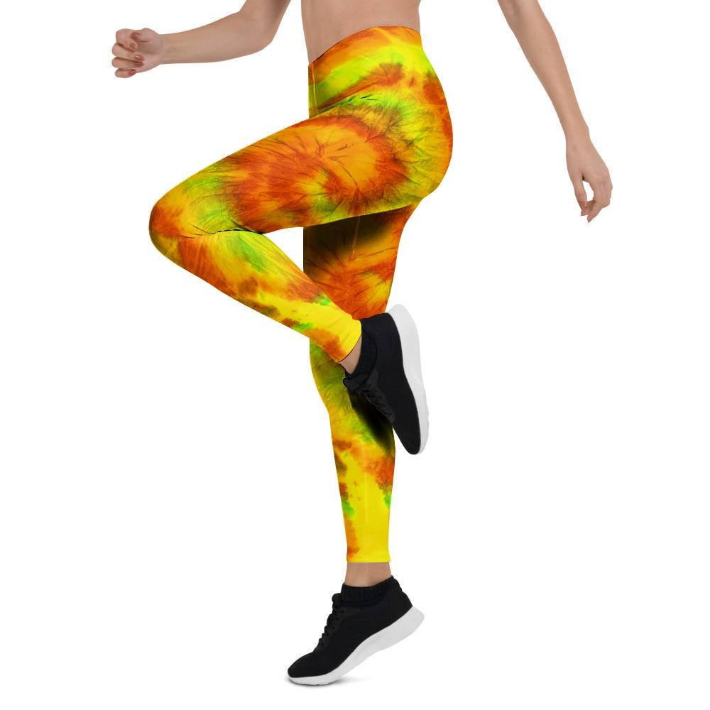 Yellow Tie Dye Women's Leggings-grizzshop