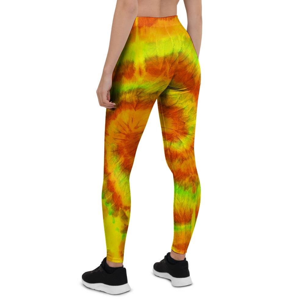 Yellow Tie Dye Women's Leggings-grizzshop