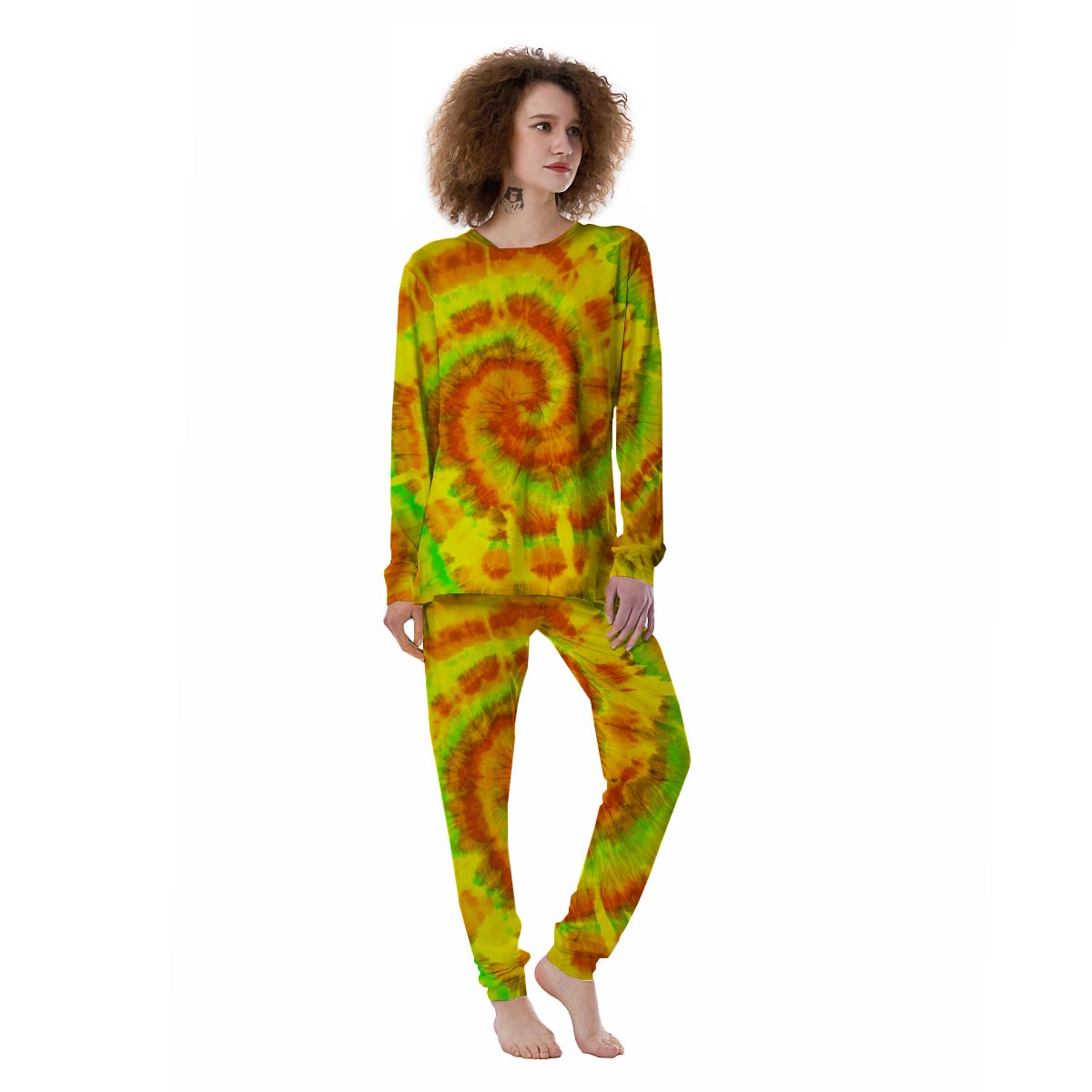 Yellow Tie Dye Women's Pajamas-grizzshop