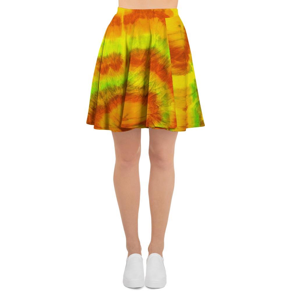 Yellow Tie Dye Women's Skirt-grizzshop