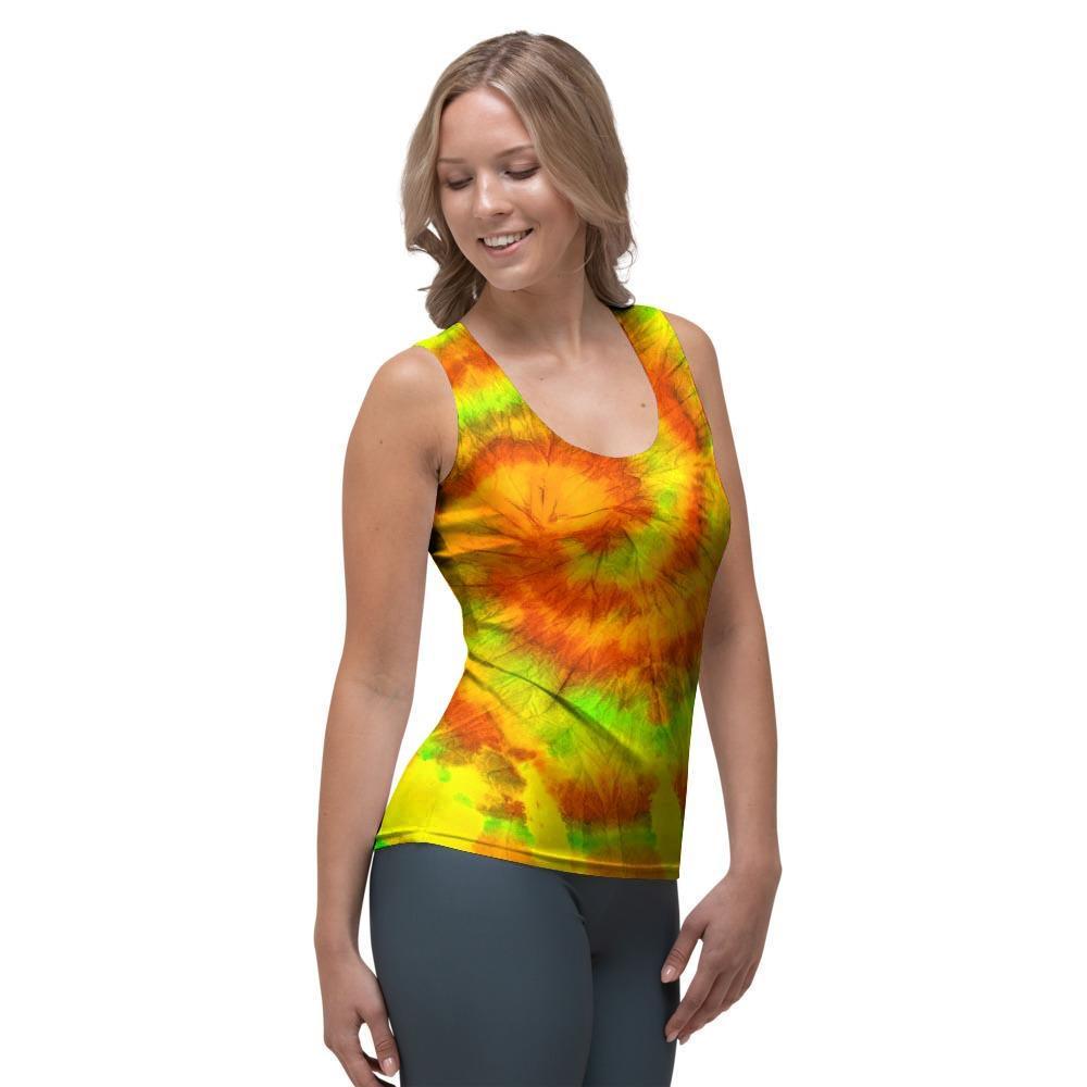 Yellow Tie Dye Women's Tank Top-grizzshop
