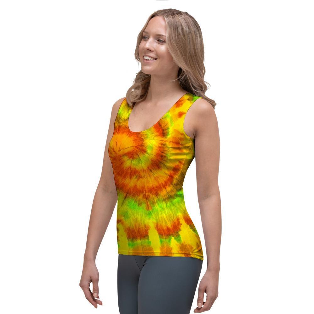 Yellow Tie Dye Women's Tank Top-grizzshop