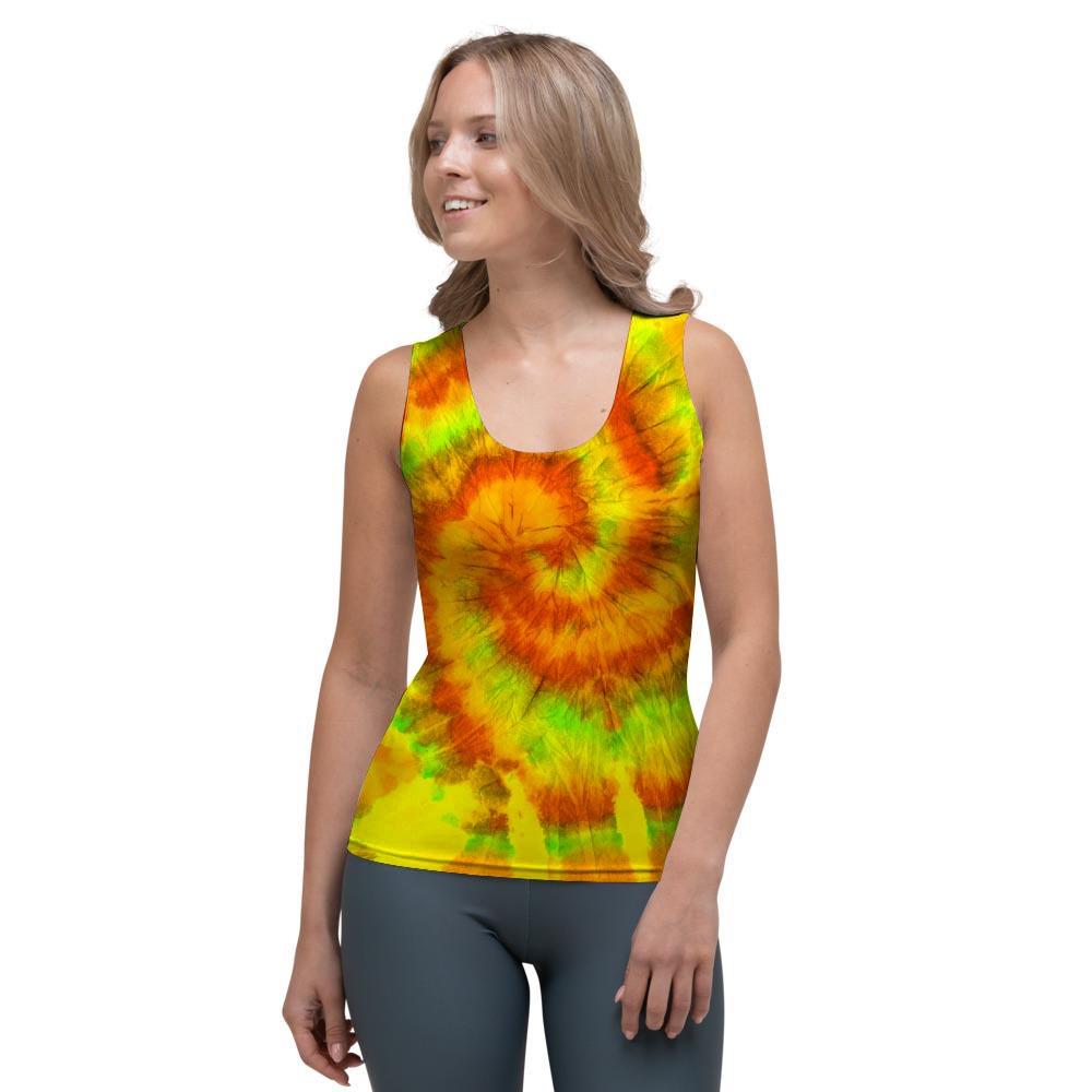 Yellow Tie Dye Women's Tank Top-grizzshop