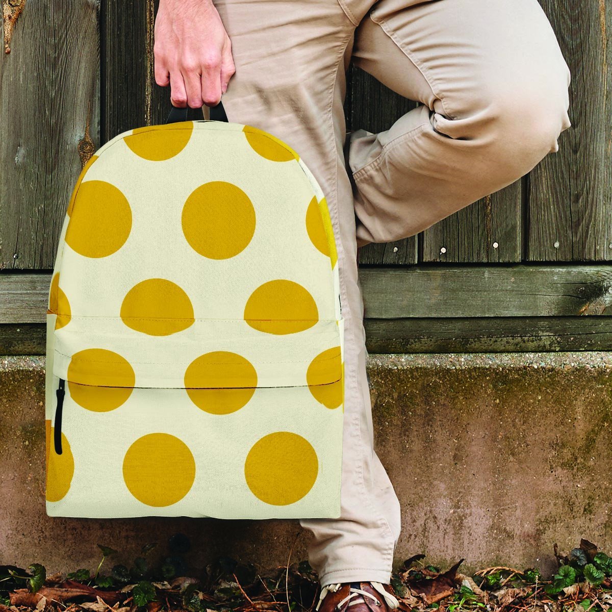 Yellow White Polka Dot Backpack-grizzshop