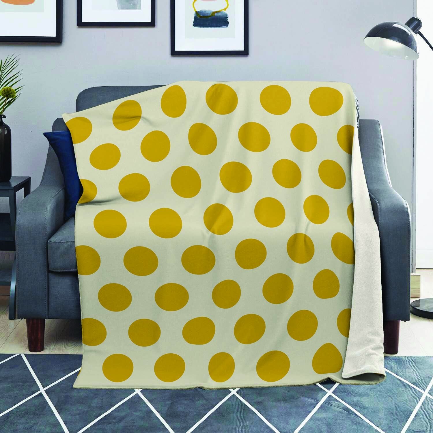 Yellow White Polka Dot Blanket-grizzshop