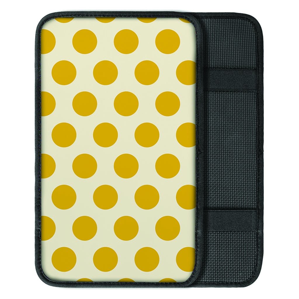 Yellow White Polka Dot Car Console Cover-grizzshop
