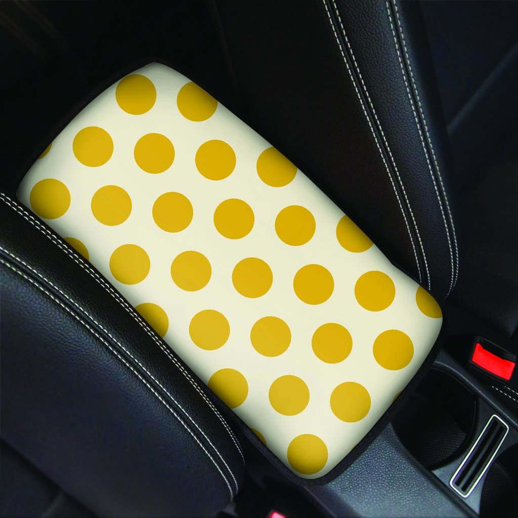 Yellow White Polka Dot Car Console Cover-grizzshop