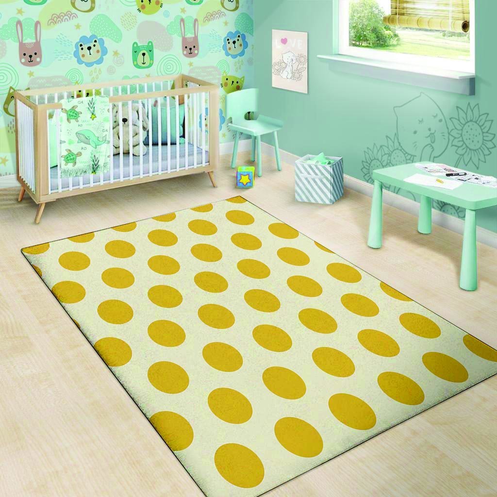 Yellow White Polka Dot Floor Mat-grizzshop