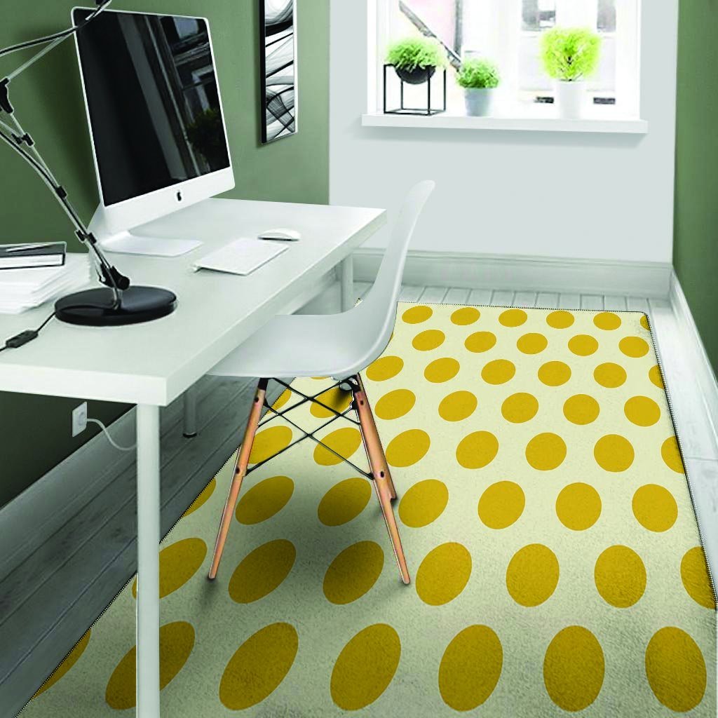 Yellow White Polka Dot Floor Mat-grizzshop