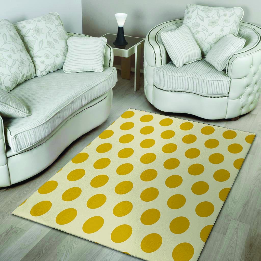 Yellow White Polka Dot Floor Mat-grizzshop