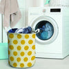 Yellow White Polka Dot Laundry Basket-grizzshop