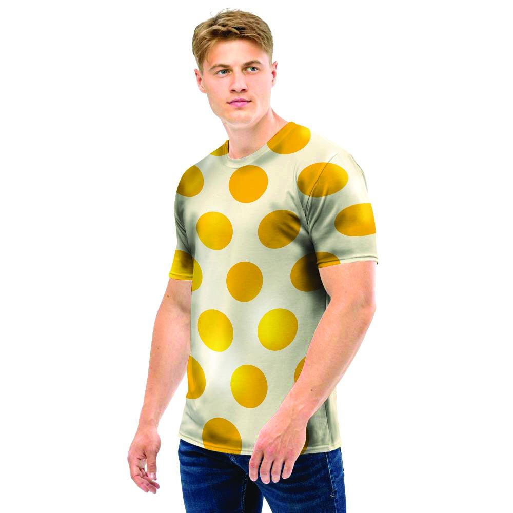 Yellow White Polka Dot Men T Shirt-grizzshop