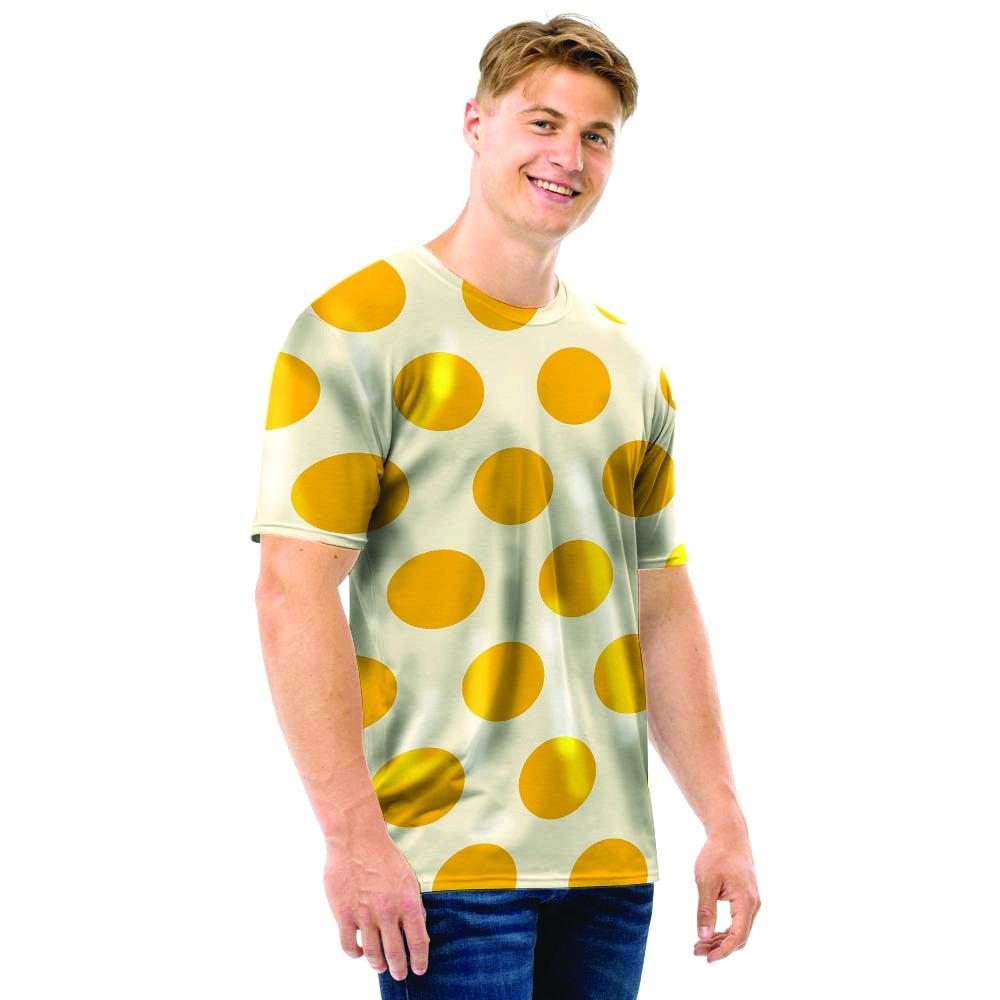 Yellow White Polka Dot Men T Shirt-grizzshop