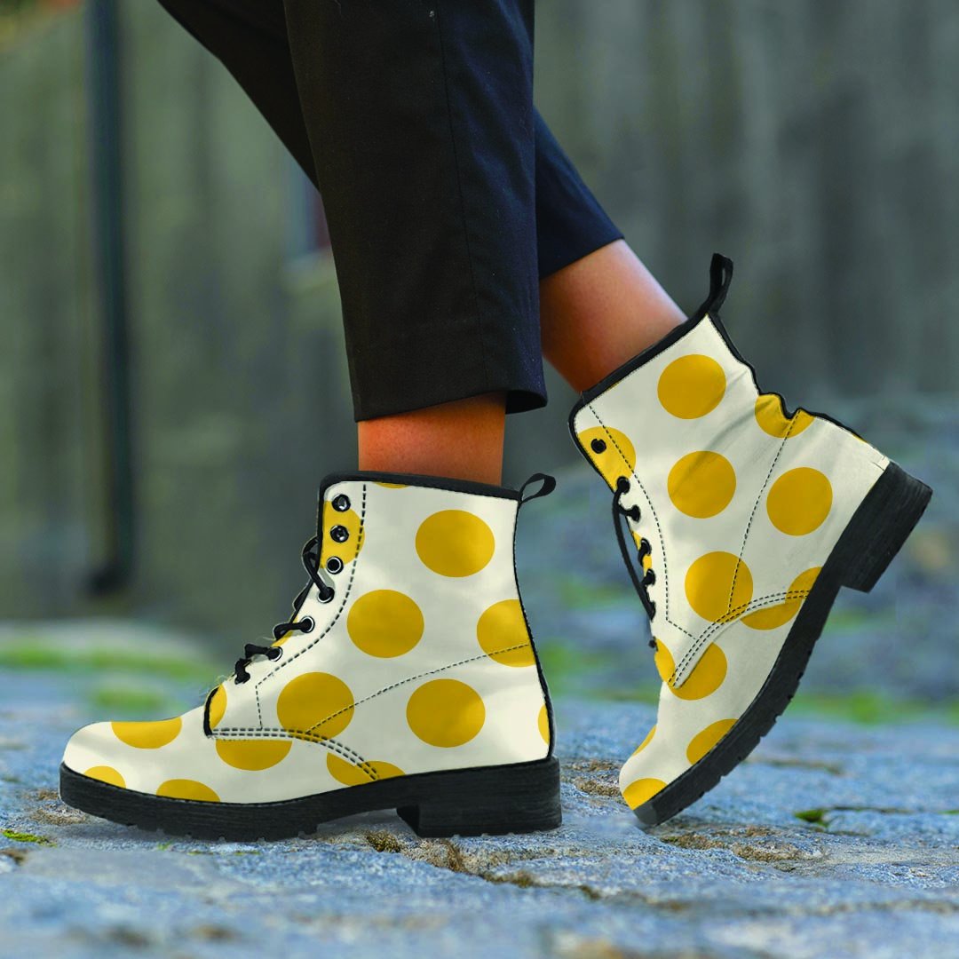 Yellow White Polka Dot Men's Boots-grizzshop