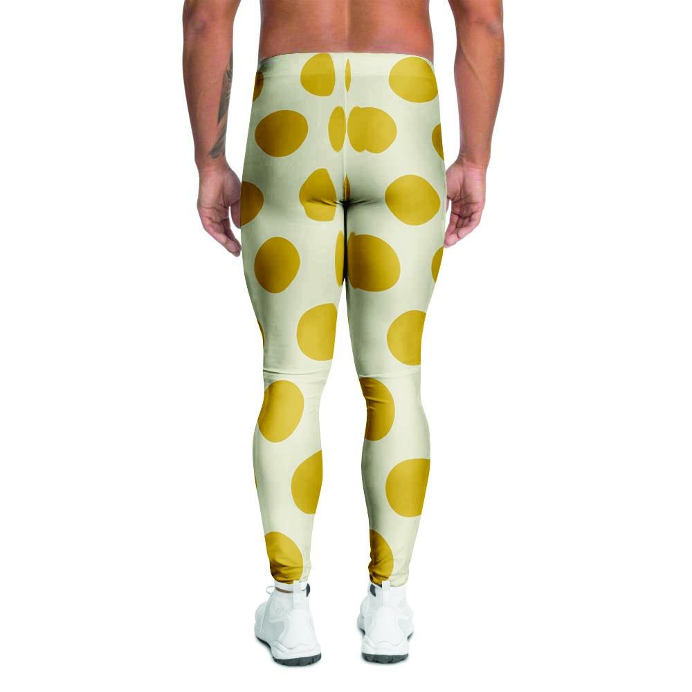 Yellow White Polka Dot Men's Leggings-grizzshop